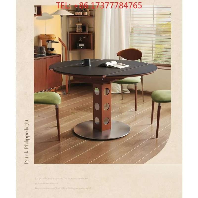 American Bauhaus Rock Sl Retrac Dining Solid Wood Folding Round Dining for Home Small Apartment