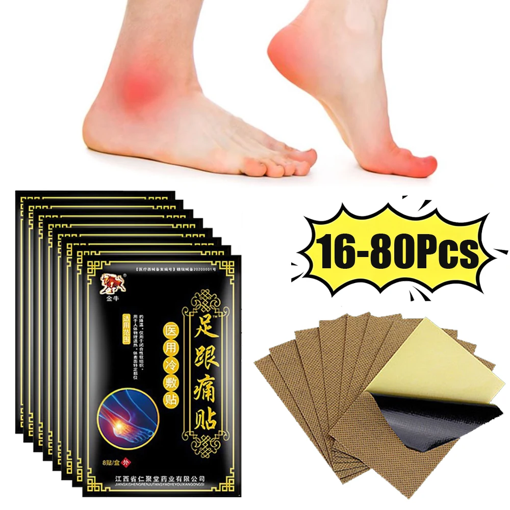 16-80Pcs Heel Pain Patch Fast Relieve Sole Bone Spur Ache Sticker Ankle Joint Muscle Sprain Rheumatoid Arthritis Care Plaster