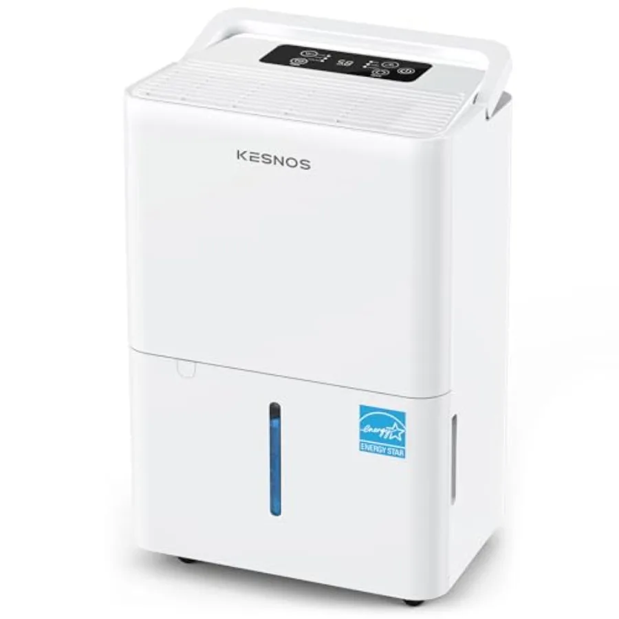 

2500 кв. м. Осушитель воздуха Ft. Energy Star 2025 для дома и подвала, ультратихий (36 дБ), с резервуаром для воды 0,39 галлона и дренажным шлангом, 4 предустановленных программ