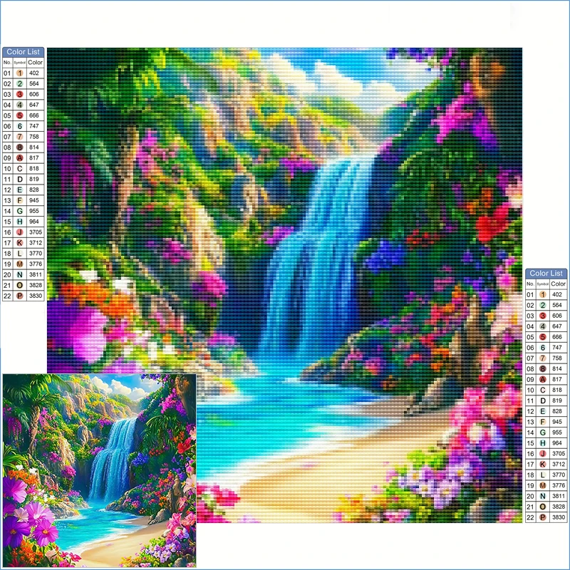 

Diamond Painting 2025 Colorful Waterfall In The Jungle Embroidery Diamond Arts And Crafts Jewelry Cross Stitch Home Decor Items