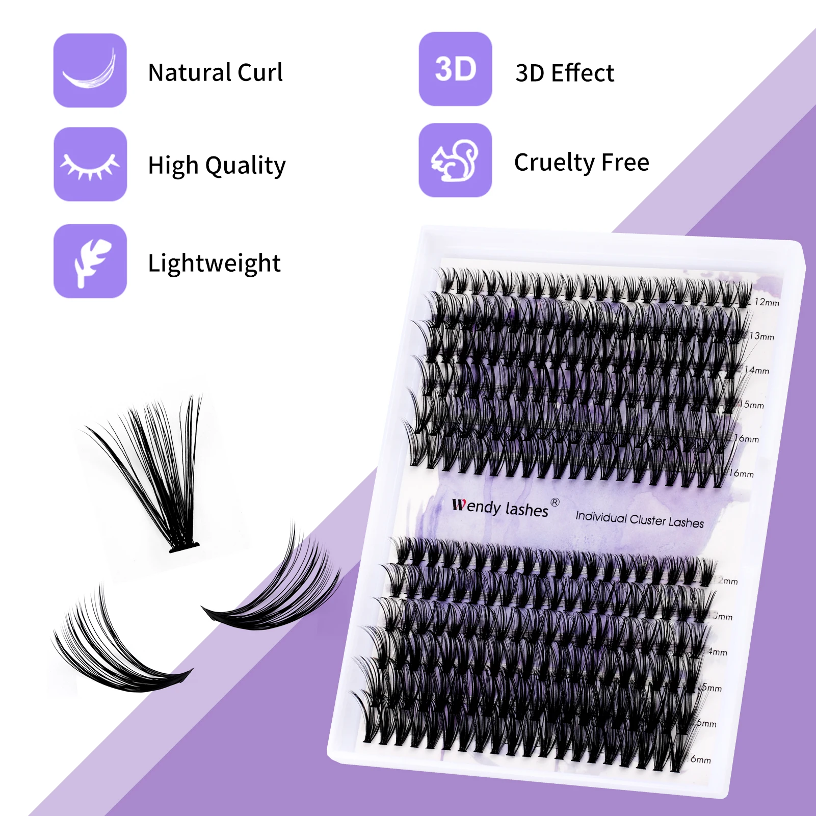 Wendy Lashes Clusters Individual Lashes Extension 50/60/80D Natural Faux Mink Eyelashes 3D Professional FauxEyelash supplier