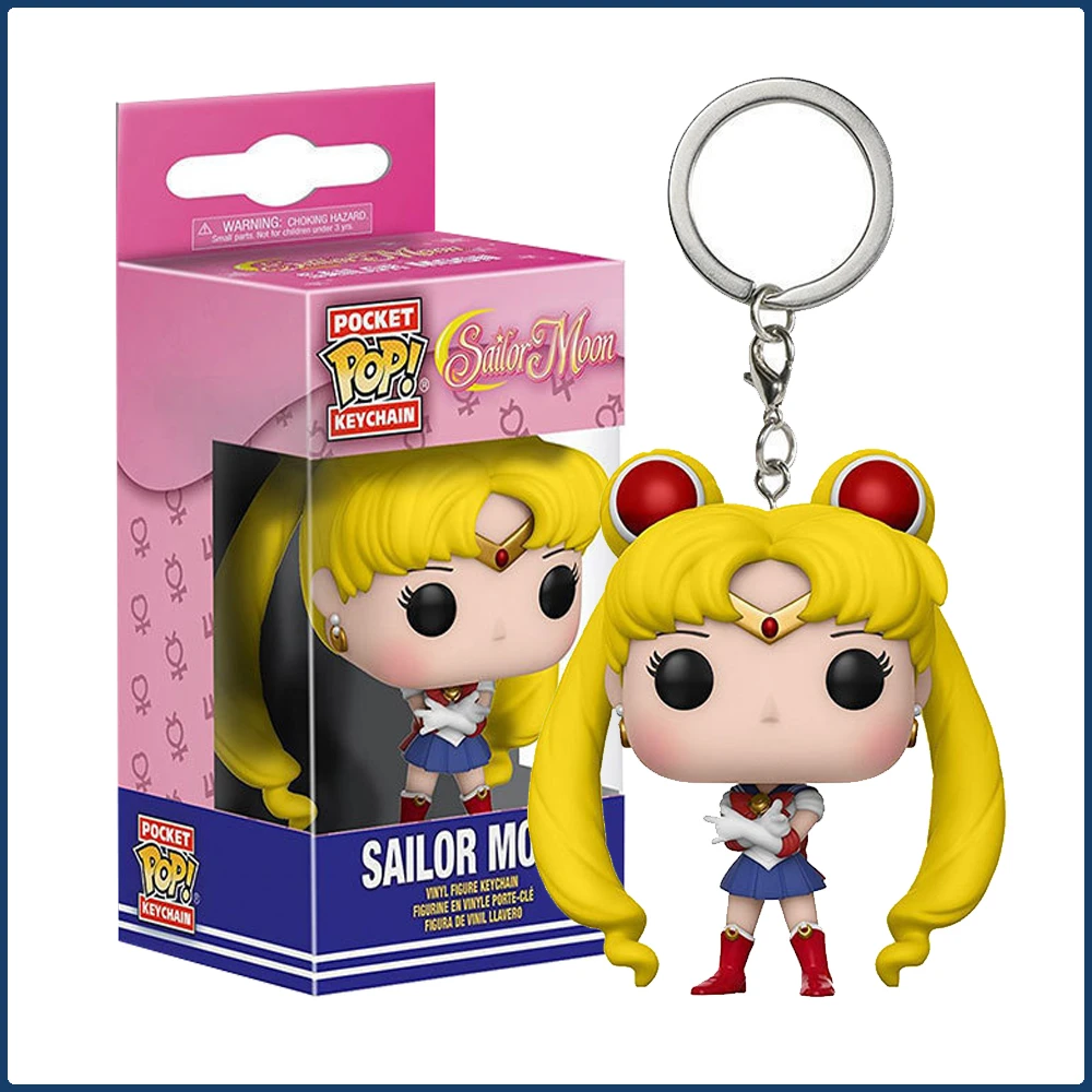 FUNKO Pocket Keychain Sailor Moon Classic Popular Magical Girl Tsukino Usagi Kawaii Q-version Anime Pendant Keychains Kids Gifts