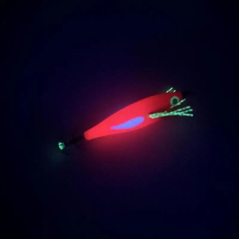 6g/80mm Luminous Wooden Shrimp Squid EGI Jigging Lure Octopus Shrimp Floating Sutte Squid Jig Lure Bait Japan Hook