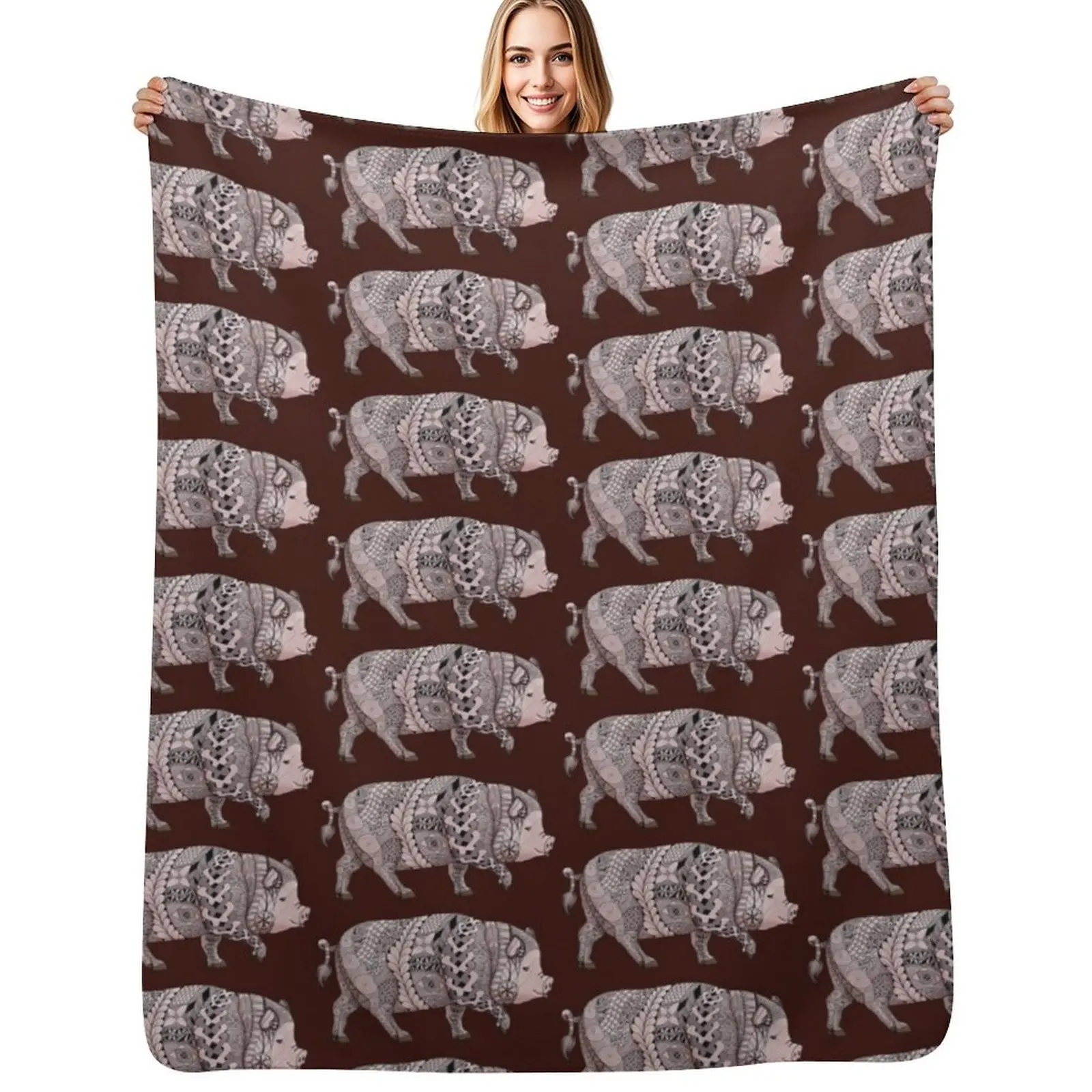 Pig Throw Blanket Cozy Home Blanket Gift for Christmas Holiday