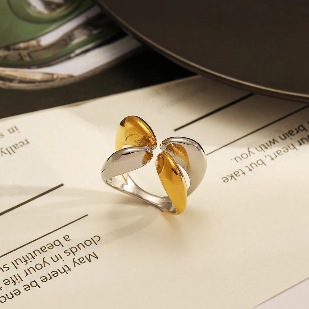 

MsKyra Stainless Steel Ring Plated 18k Gold Color Jewelry Four Claw Shape Waterproof Daily Rings for Women Premium Gift