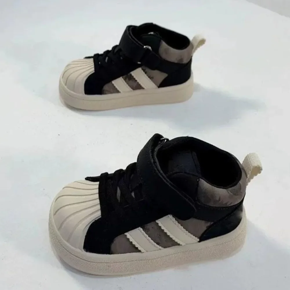 Kids Shoes Soft Anti-Slip Sole Streaks Infant Walking Crib Shoes Toddler Baby Boys Girls High Top Sneakers Children Casual Shoes