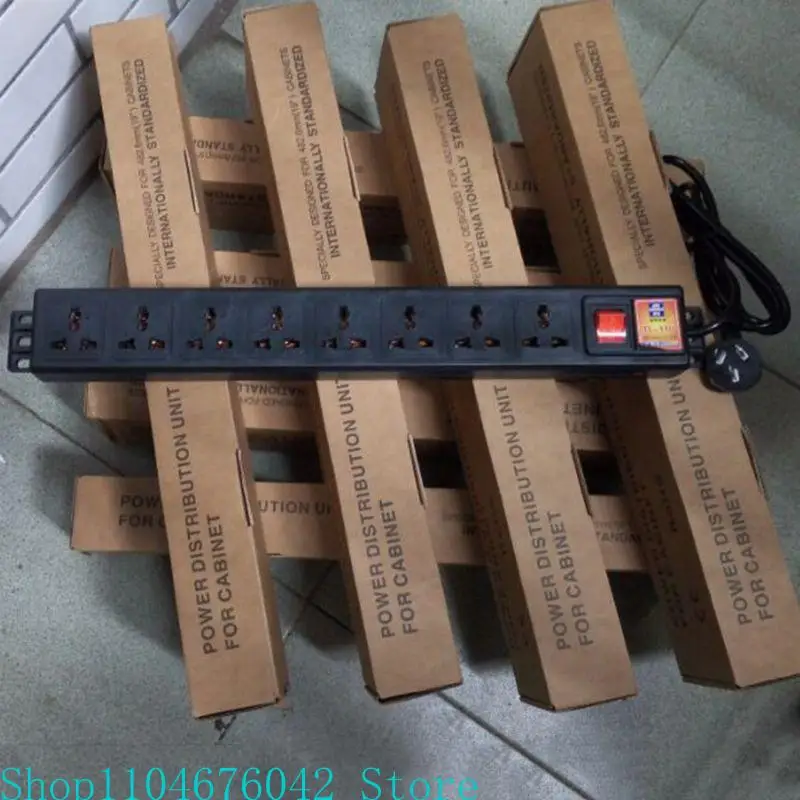 

1U PDU Удлинитель для защиты от перенапряжения Розетка для шкафа с 8 розетками и выключателем питания для коммерческого, промышленного, школы, дома