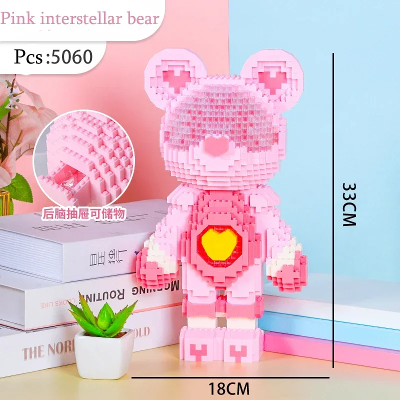 Micro blocs de construction ours coloré, assemblage à monter soi-même, 43cm, peinture ours, Mini brique, modèle 3D, jouets pour décoration de maison et de bureau