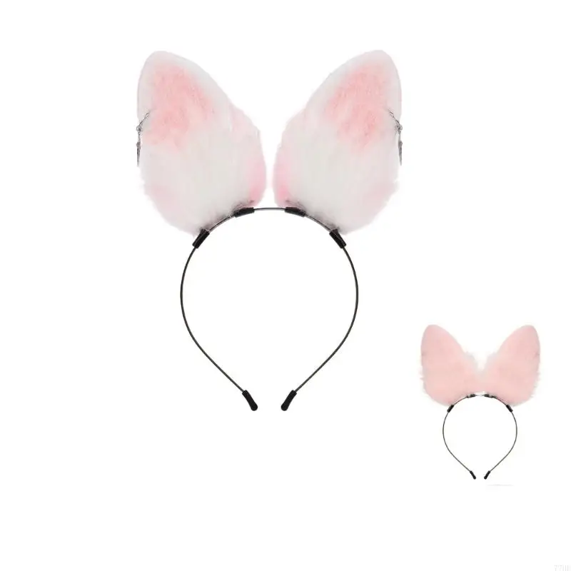 

77HE плюшевые меховые повязки на голову с кроличьими ушками, головные уборы с ушками кролика, повязка на голову с ушками для