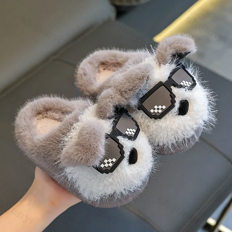 الفتيان فتاة النعال الأطفال أفخم الدافئة نعال من القطن 2025 الشتاء المضادة للانزلاق الكرتون النعال الطابق داخلي رقيق أحذية منزلية