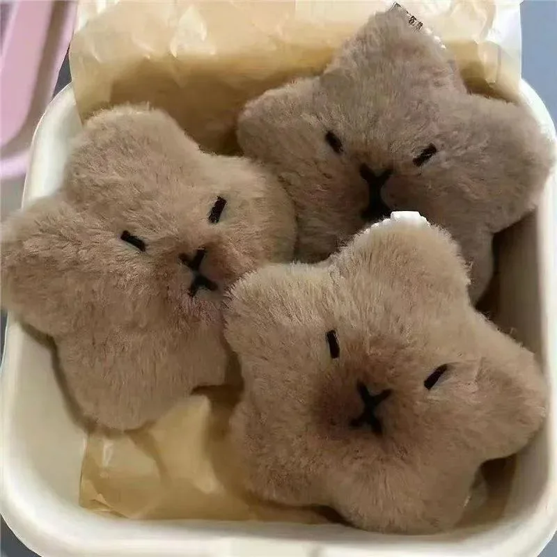 Cartoon Squeeze Cute Capybara Plush Keychain Kawaii Plush Stuffed Soft Siamese Cat Keyring Toy Keyring Squeak Capibara Doll Kids