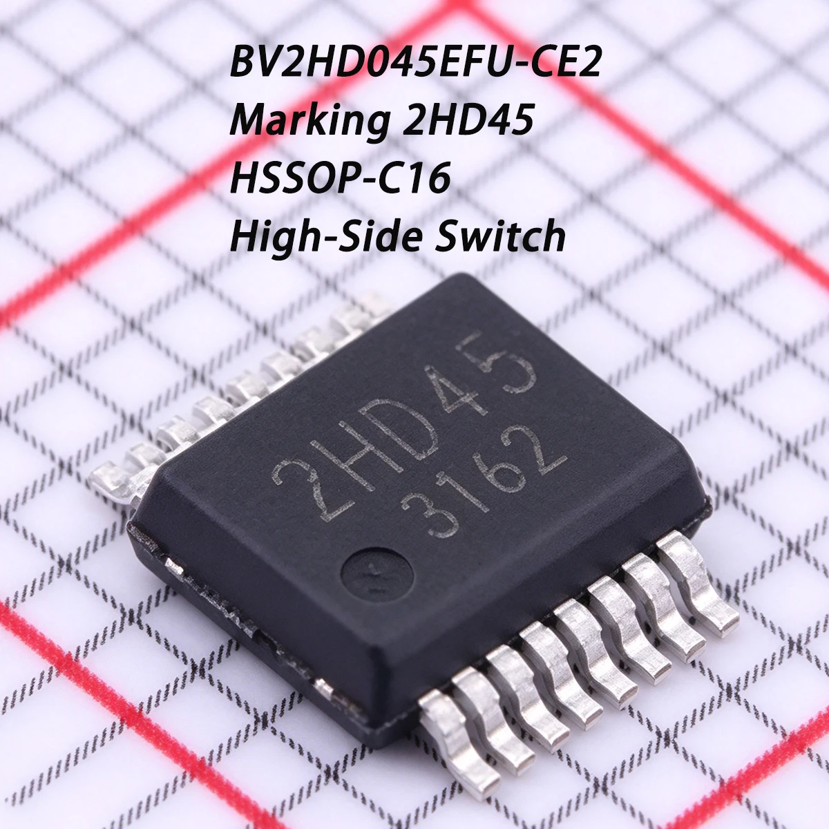 5PCS BV2HD045EFU-CE2 Marking 2HD45 HSSOP-C16 2ch 45mΩ 0.045 ohms NEW Original High-Side Switch Variable OCD OCD Function Driver