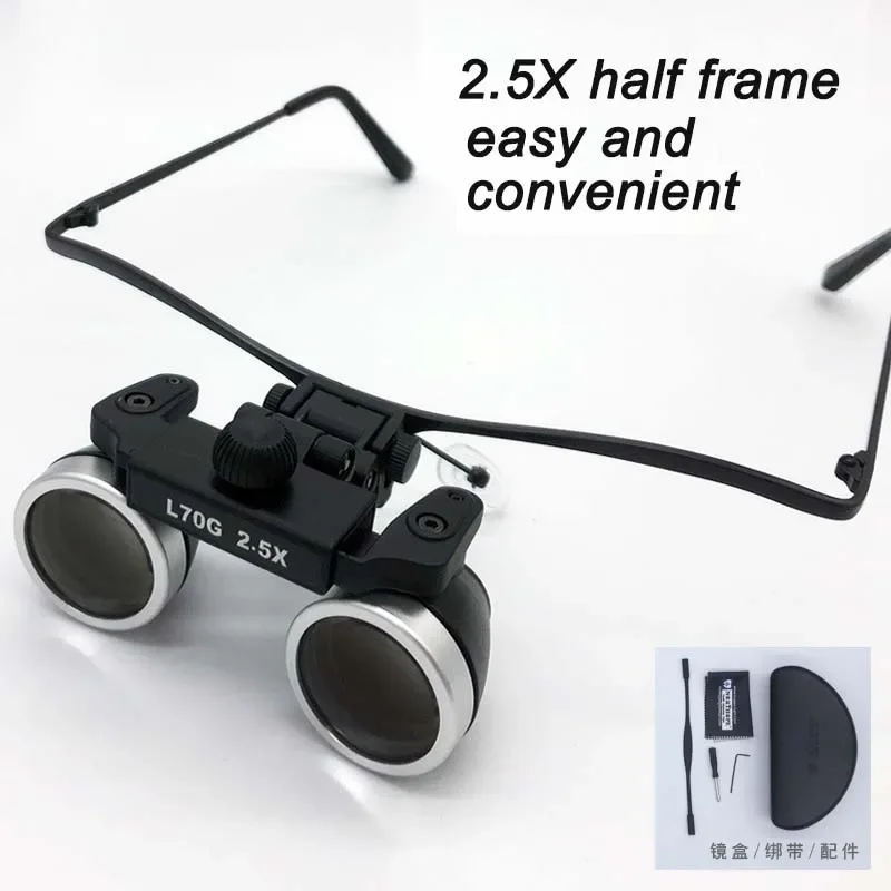 2.5X 3.5X Working Distance 450mm Magnifying Glass Dental Head-mounted HD Surgery Loupe Medical Oral Eyeglasses Helmet Magnifier