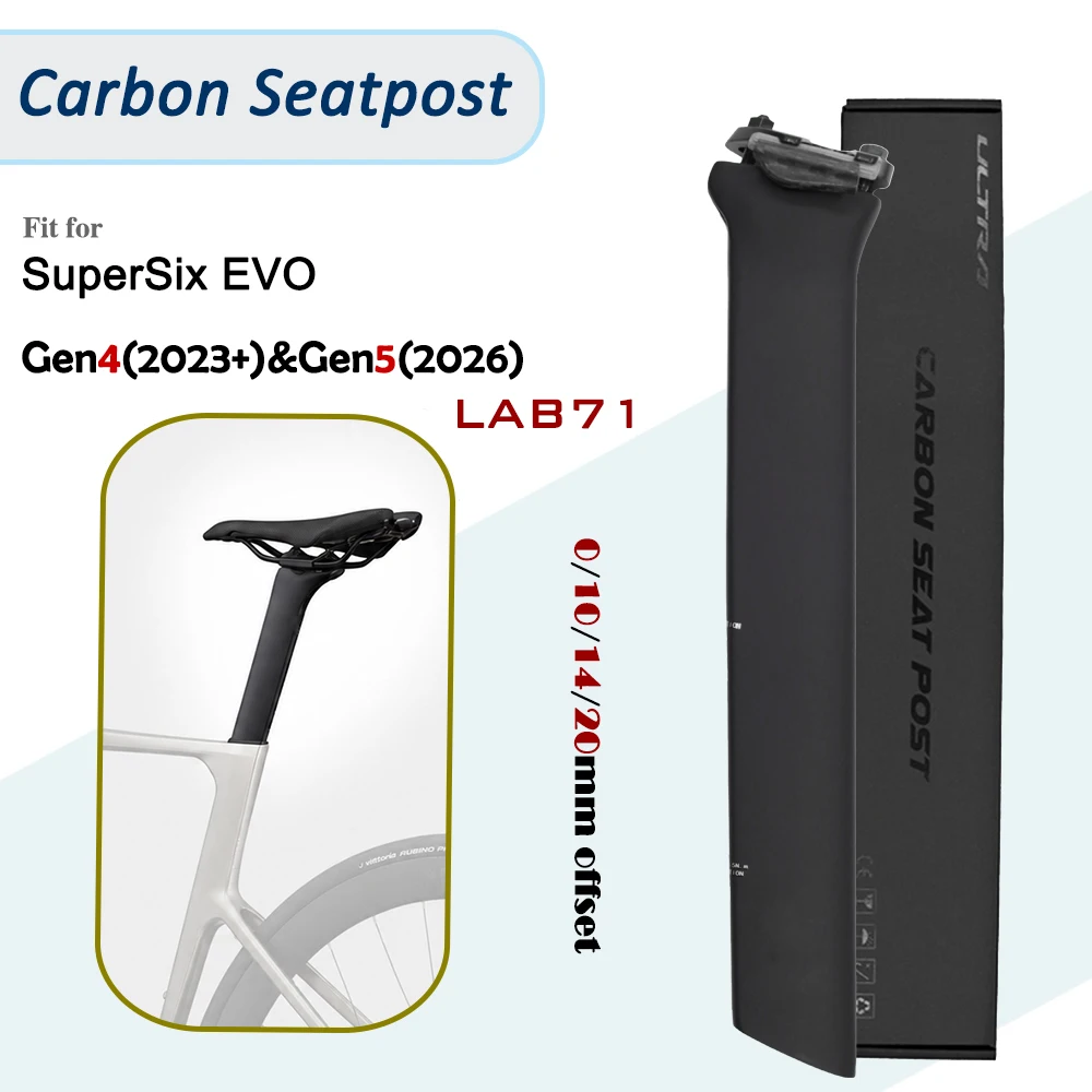 Black Matte AERO Carbon Seatpost,Fit For SuperSix EVO Gen4/Gen5 2023~2026 LAB71, 0/14mm Offset,315/365mm,Cycling Parts