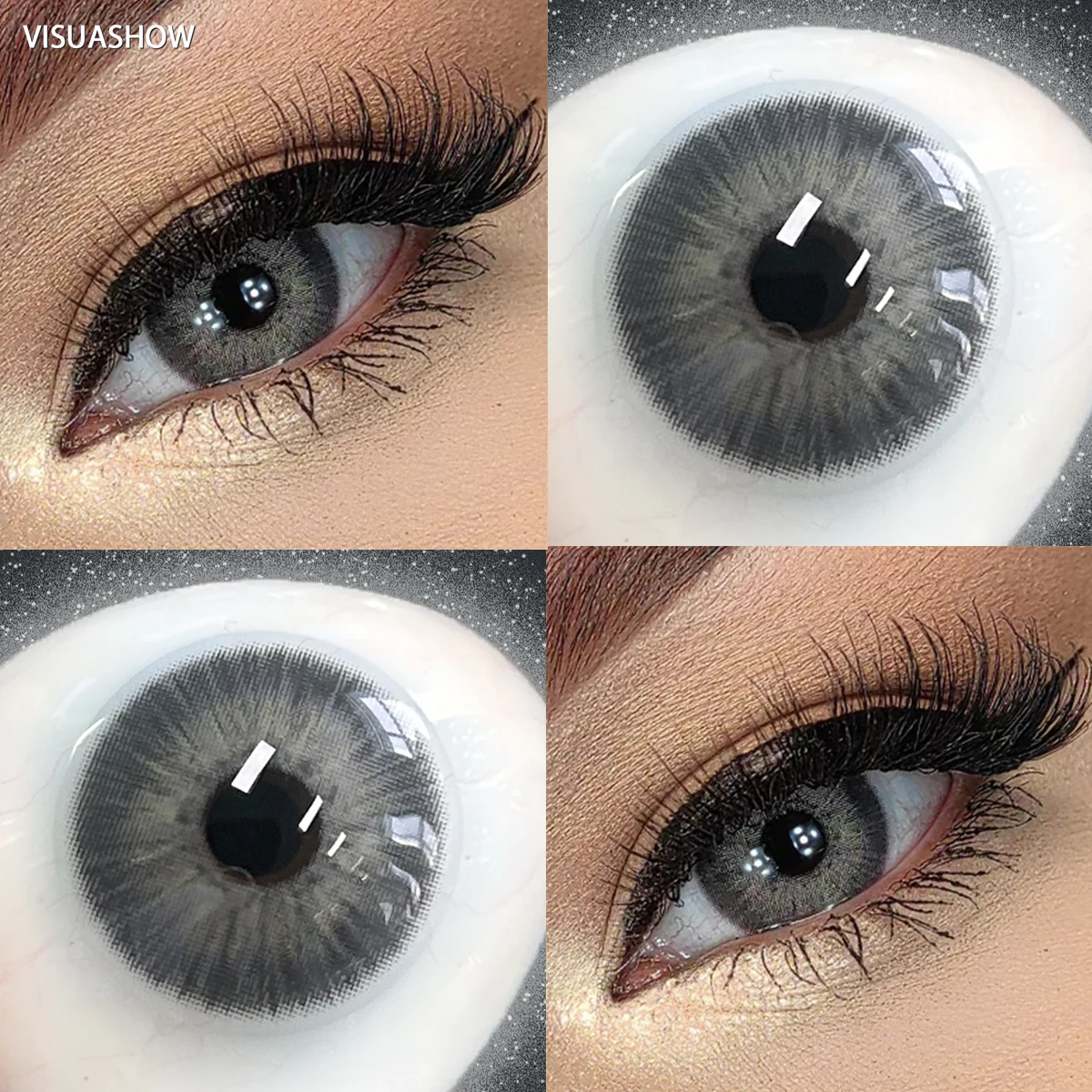 Visuashow 2 Stück Natürliche Farblinsen, Jährlich Tragbar, für Myopie mit Stärke, Weich und Bequem. Perfekt für modisches Make-up, Kosmetik und alltägliche Looks, die Ihre Schönheit unterstreichen – Detail 10