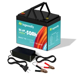 INGEOSOLLY 24V 50Ah Lifepo4 Battery Power Batteries For 1280W 29.2V RV Campers Golf Cart Off-Road Off-grid Solar Wind