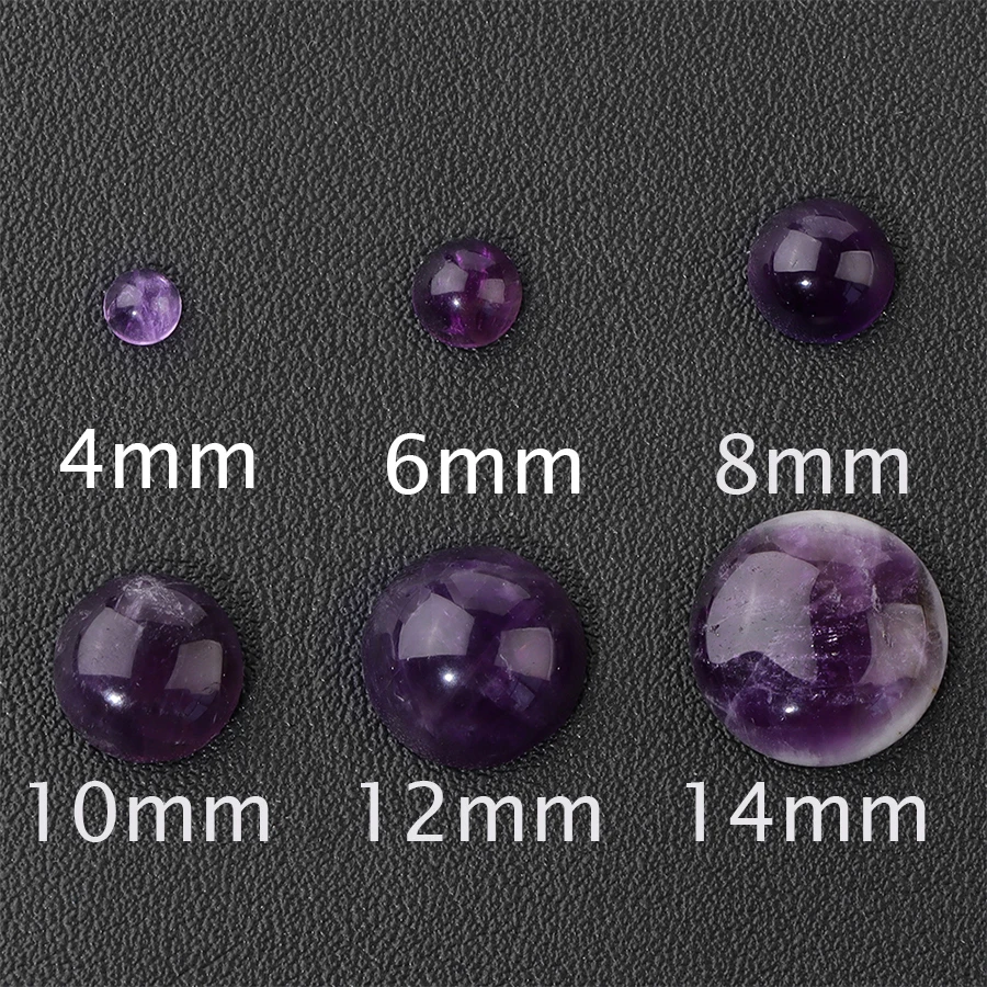 Wholesale 10pcs Natural Round Amethysts Stone Cabochon Semi Back Cameo Beads for DIY Women Jewelry Earring Rings Necklaces