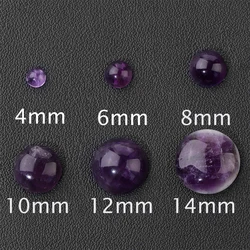 Wholesale 10pcs Natural Round Amethysts Stone Cabochon Semi Back Cameo Beads for DIY Women Jewelry Earring Rings Necklaces