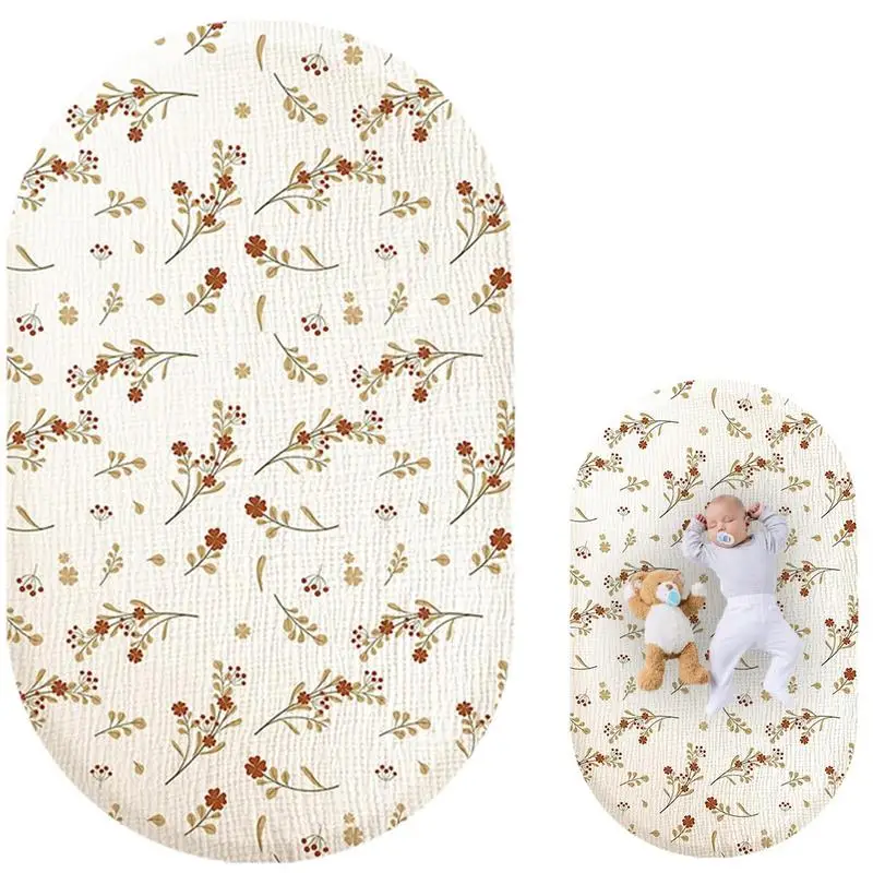 

Soft Gauze Baby Bed Sheet Floral Printing Newborn Bassinet Cot Crib Sheets Babies Bassinet Mattress Pad Cover