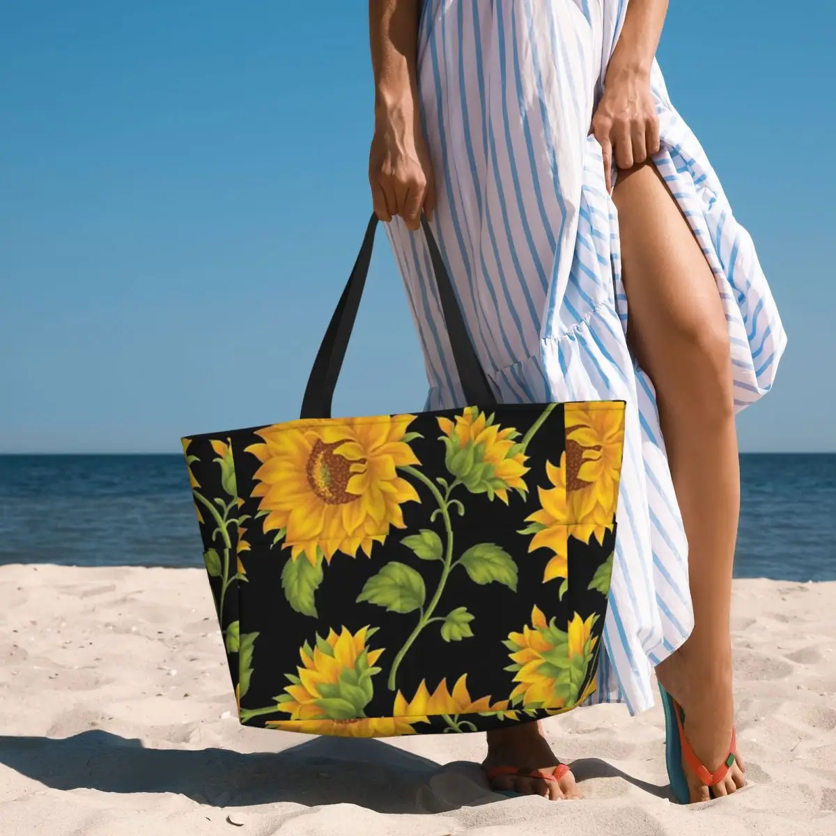 

Sunflower Beach Tote Bag Sport Gym Yoga Duffle Large Tote Bag Women Travel Bag Fitness bag