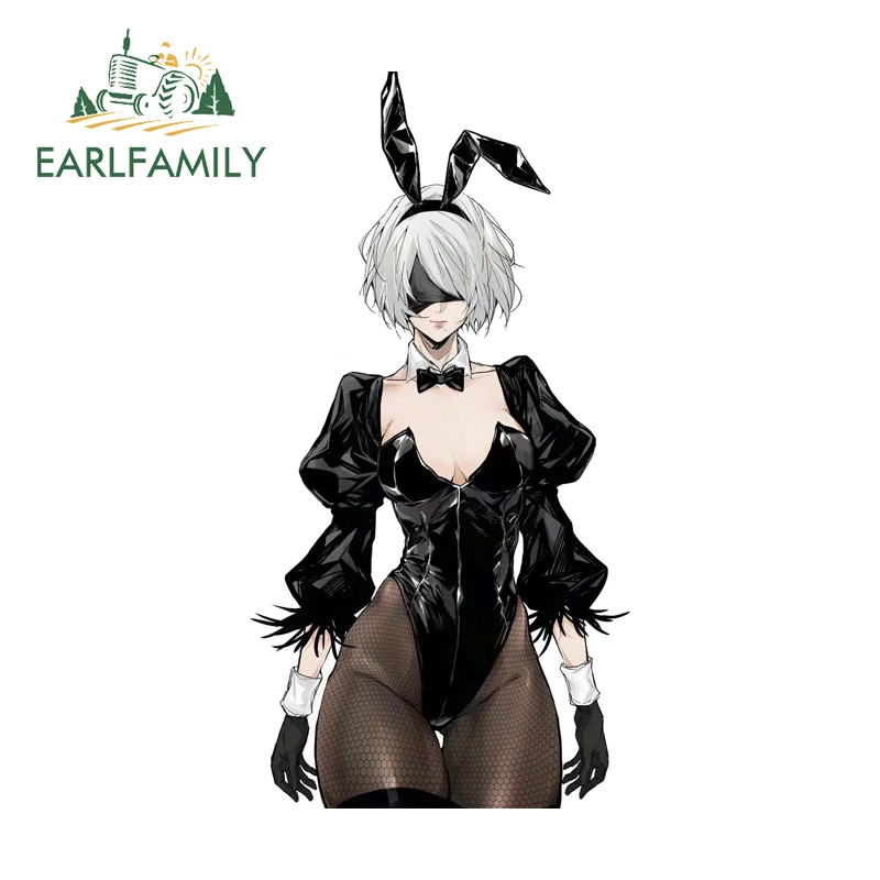 EARLFAMILY Bunny Nier 2B Autocollant Graffiti Personnalité Attrayante Décoration de Camping-car Vinyle Imperméable Pratique pour Voiture DIY
