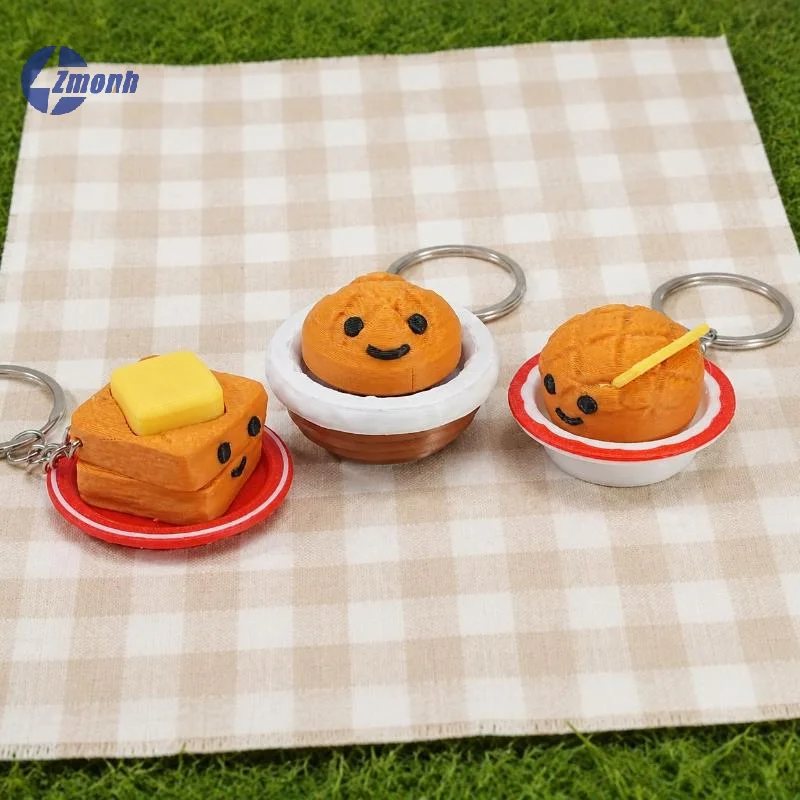 New！3D Printed Foods Clicker Keychain Simulation Cake Chocolate Pendant Decompress Keyring Stress Relief Toy