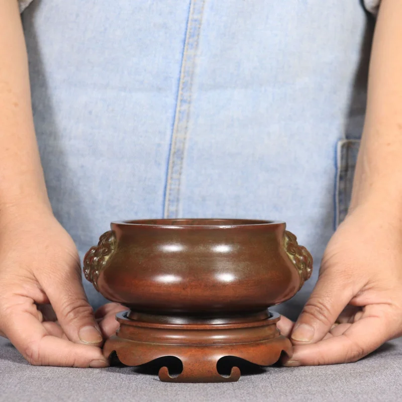 Pure copper with base, lion ear home use, incense burner for worship, entrance hall, office, i
