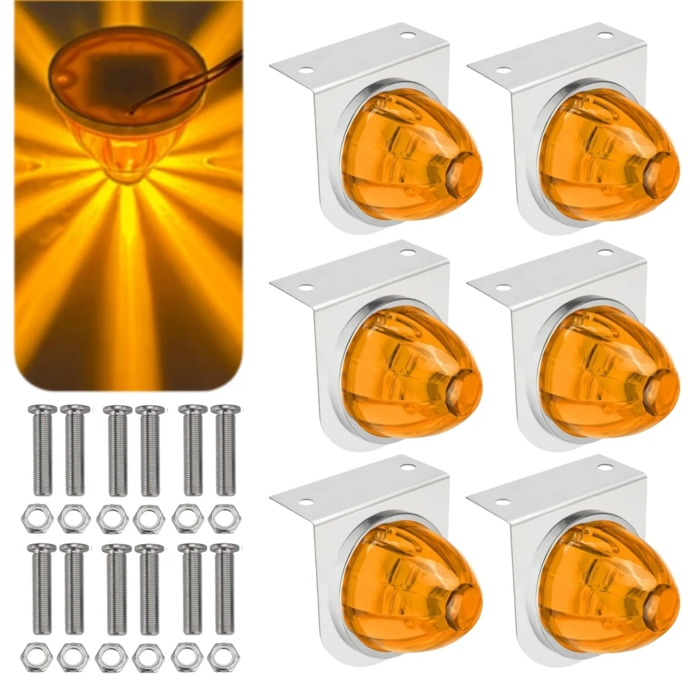 

6 шт. светодиодные габаритные огни для грузовиков со звездами и арбузом 12 В-24 В, мини-фонари для арбуза, светодиодные звездообразовательные подсветки для грузовиков с кронштейнами