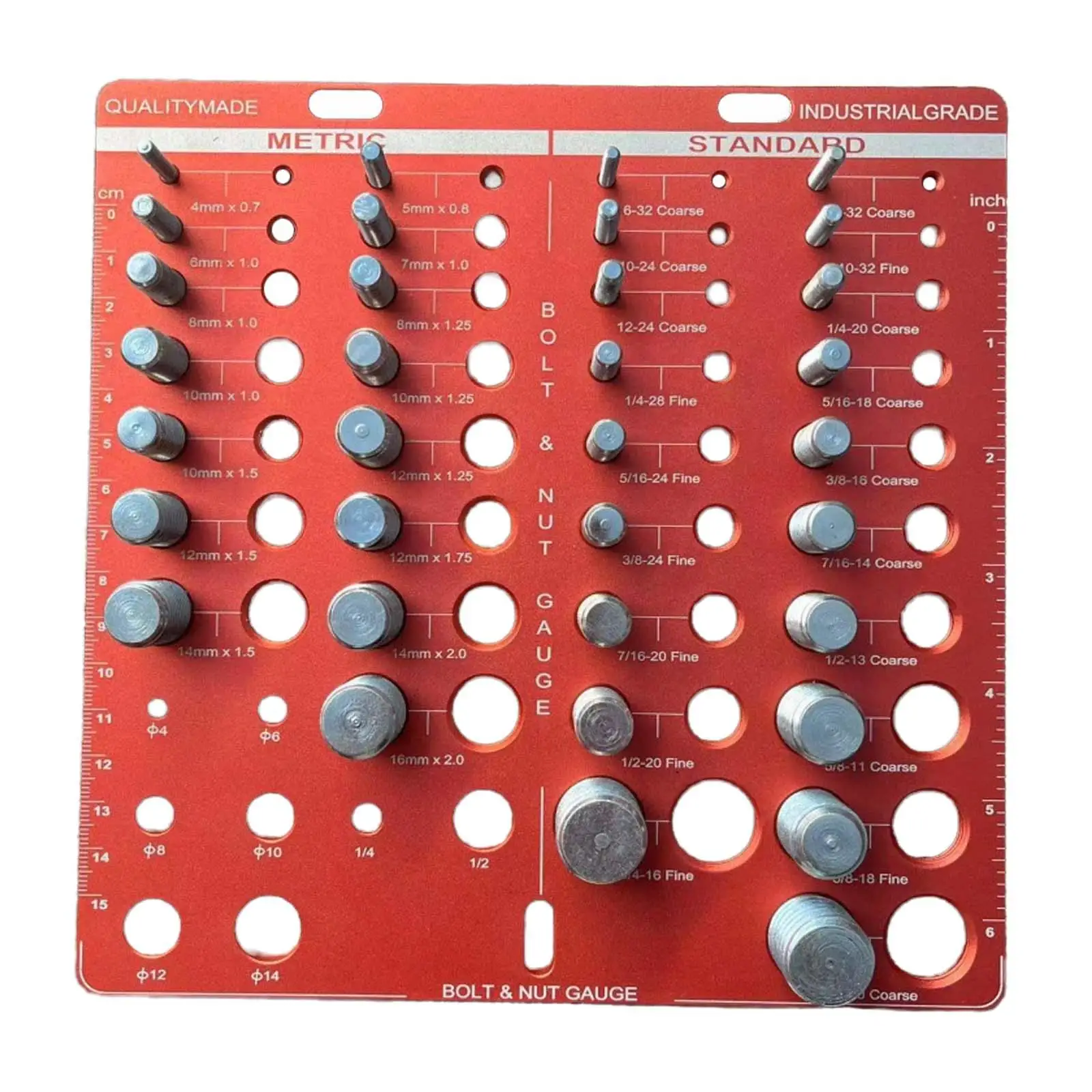 Nut and Bolt Thread Checker Aluminum Alloy Drill Bit Gauge Identifier Board for Home Plumbers DIY Enthusiast Checking Sizes