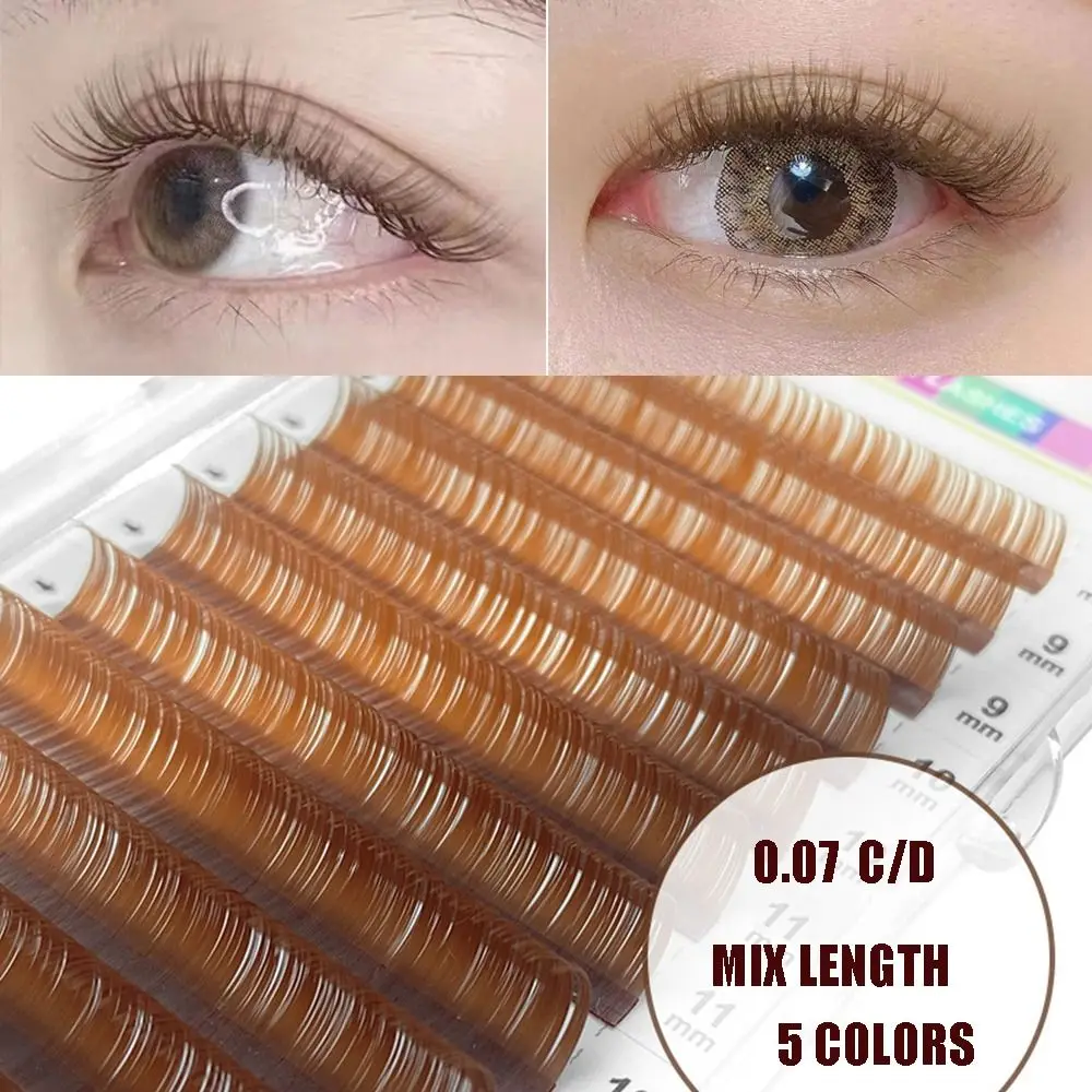 

Caramel Colored Caramel Colored Lashes Mink 0.07 C/D Curl False Eyelashes Brown Teal Mocha Color 8-14 Mix Length