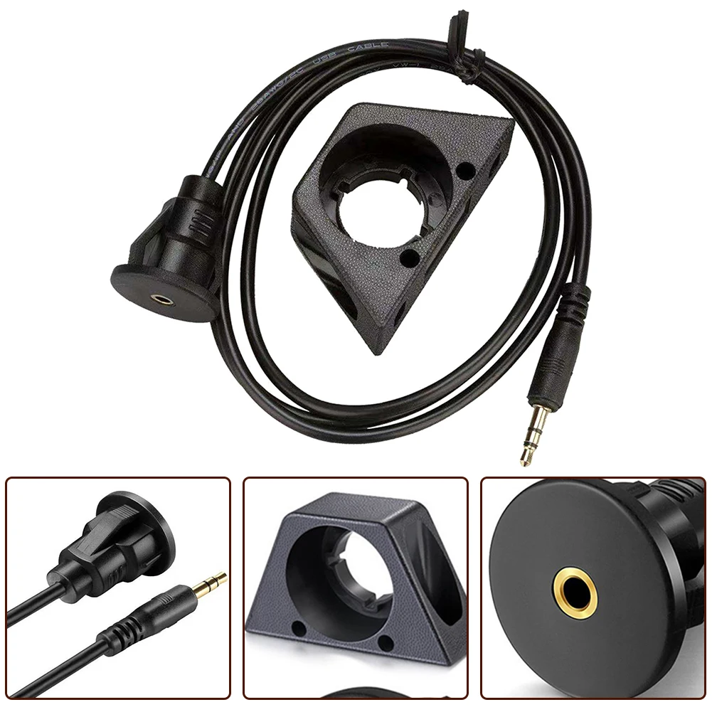 3.5mm AUX Audio Waterproof Extension Cable Car Dashboard Panel Flush Mount Cable AUX Audio Waterproof Extension Cable