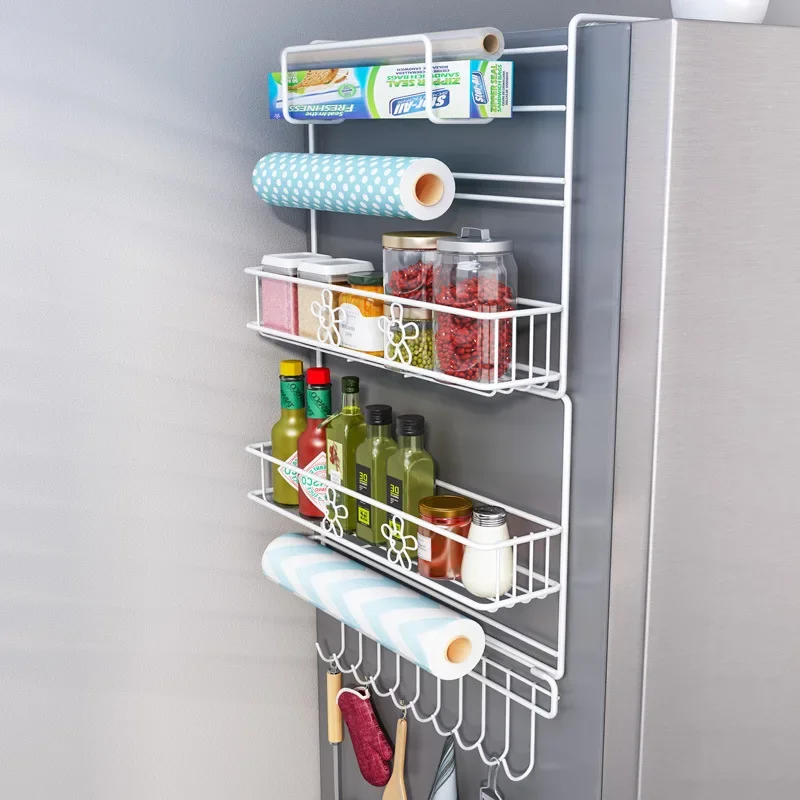 Kitchen Organizer Side Shelf Fridge Wall Hanger Storage Rack Bottle Refrigerator Shelf Spice Organizer Kitchen Storage Gadgets