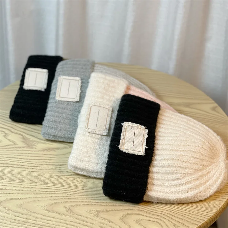 2023Autumn Winter New Women's Hat Trend Plush WarmSoft Sticky Pullover Hat Show Face Small ins Knitted Cold Resistant Woolen Hat