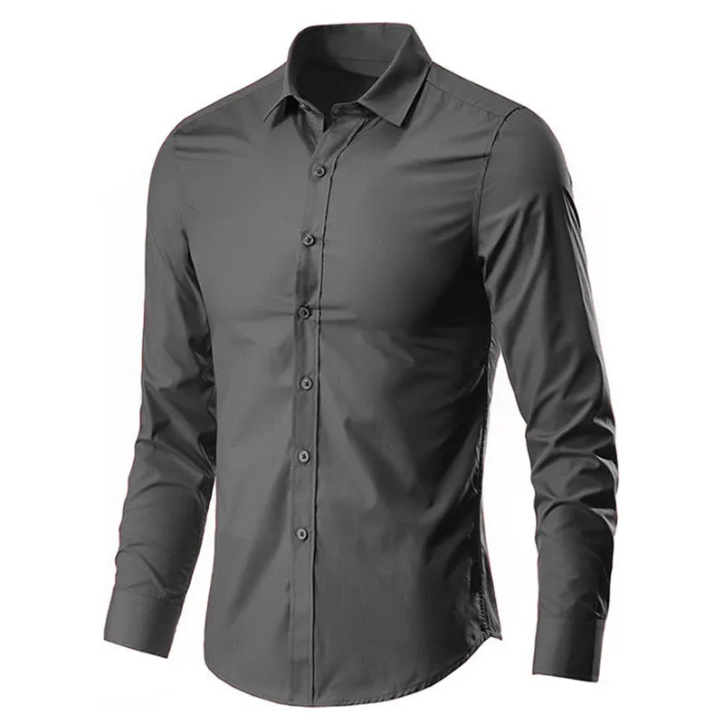 New men\'s professional long-sleeved shirt business casual wear comfort social solid color formal wear anti-wrinkle easy care