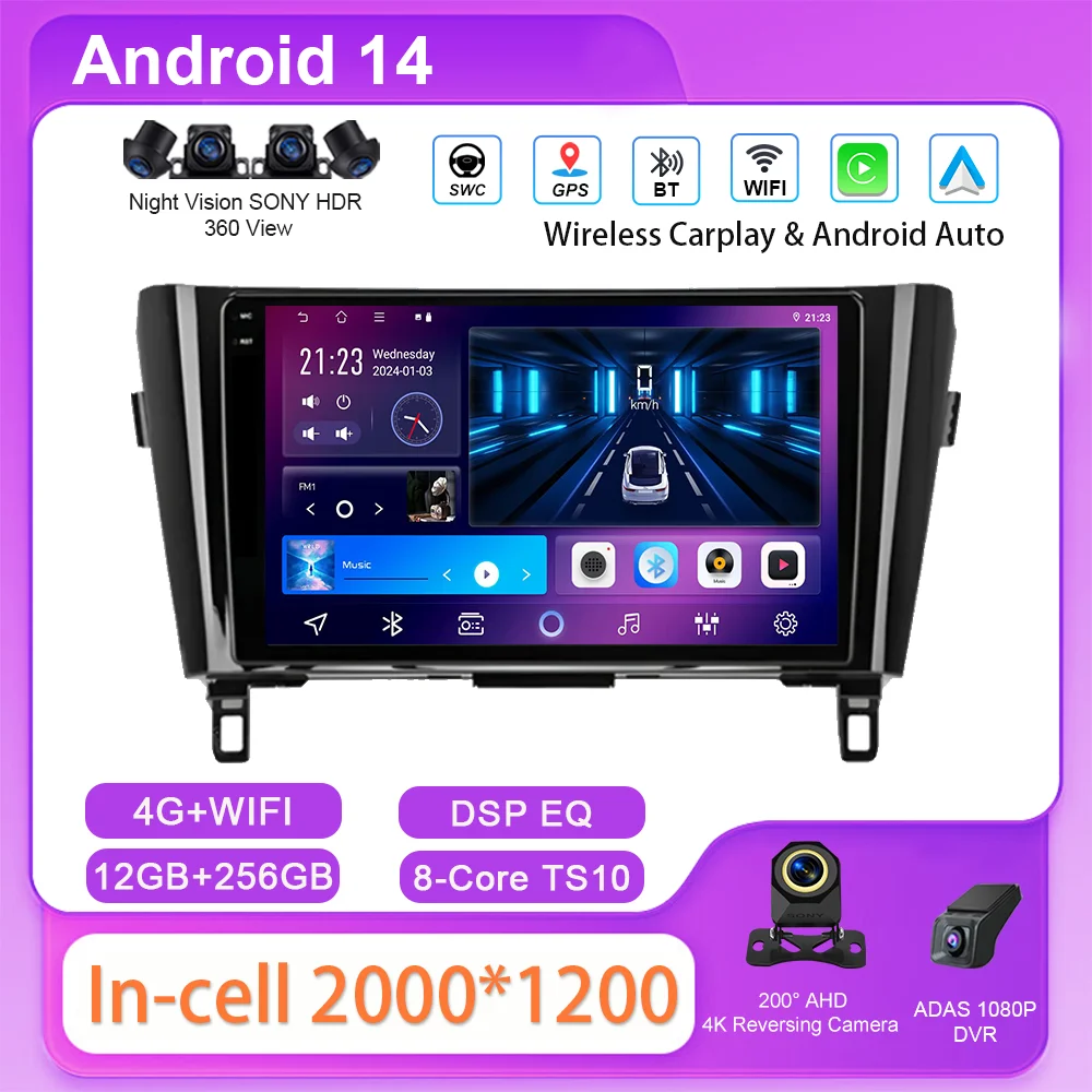 

Android 14 Radio Stereo For Nissan Qashqai J11 X-Trail 3 T32 2013-2017 Auto Multimedia Video Player GPS Navigation Bluetooth 4G