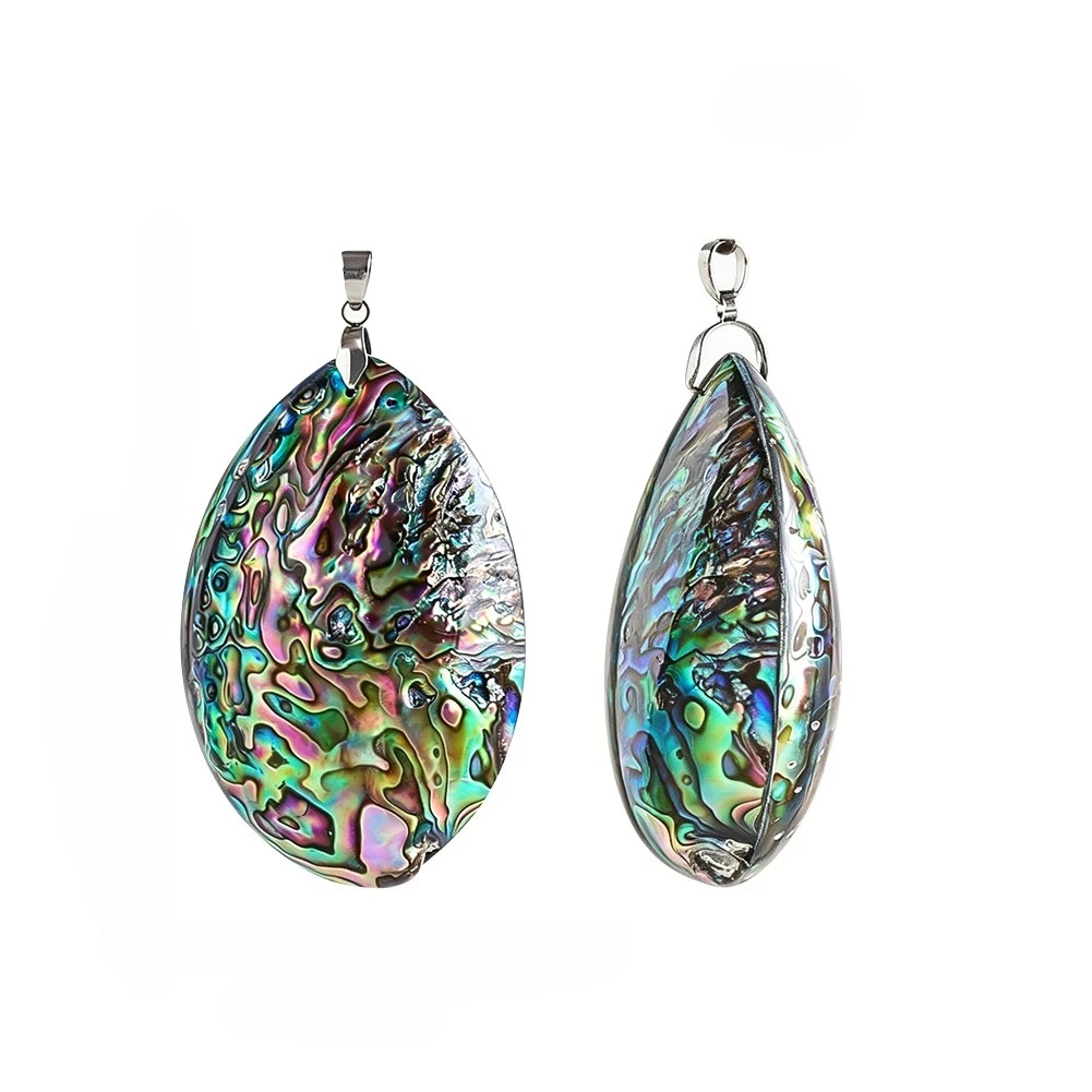 Natural Abalone Shell Pendant Double Sided Iridescent Freshwater Irregular Seashell Boho Beach Charms DIY Jewelry Making Gift