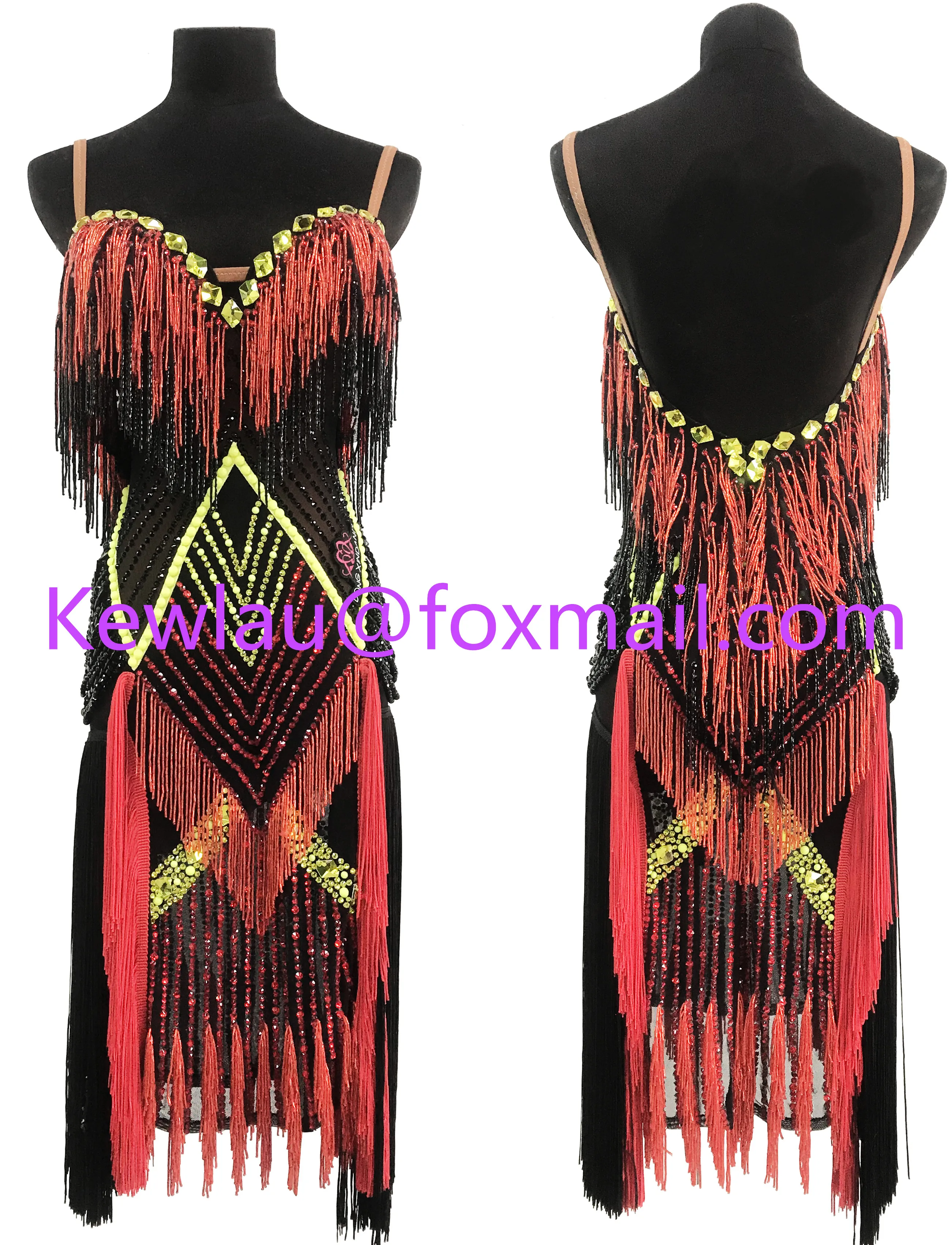 WHYNOT DANCE Customized Latin Rumba Salsa Dance Competition  Costume Tube Bead Fringe Dress Fast Free shipping