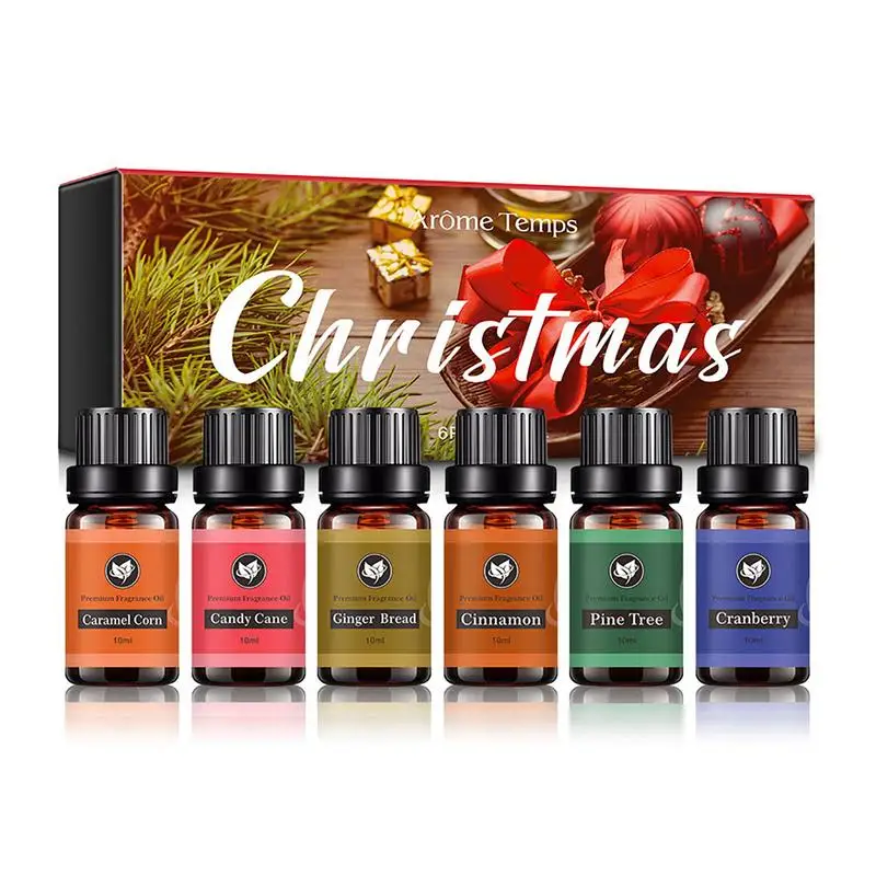 6 Pcs/Set Winter Aromatherapy Essential Oil 10 ml Christmas Aromatherapy Oil Set Harmless Oil Contains No Additives