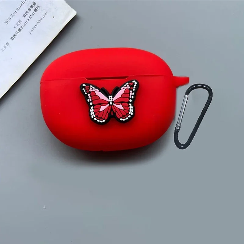 Capa de silicone para Redmi Buds 5 Pro, Borboleta fofa dos desenhos animados, Proteja a capa para Buds5 Pro