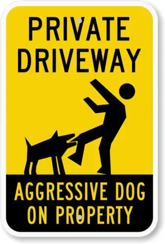 Private Drive Aggressive Dog Sign Weatherproof Aluminum 8x12-Aluminum