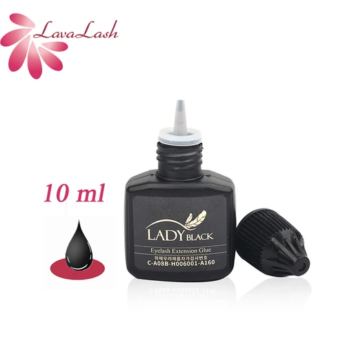 Pegamento negro para mujer, pegamento para extensiones de pestañas de secado más rápido, retención de irritación más baja, herramientas profesionales de maquillaje de más de 6 semanas, 10ml