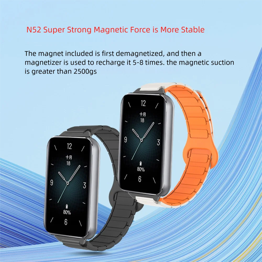 12 mm magnetische horlogeband voor Honor Band 9 Armor Style Stabiele gesp Snelsluiting Waterdichte zachte siliconen polsband Unisex