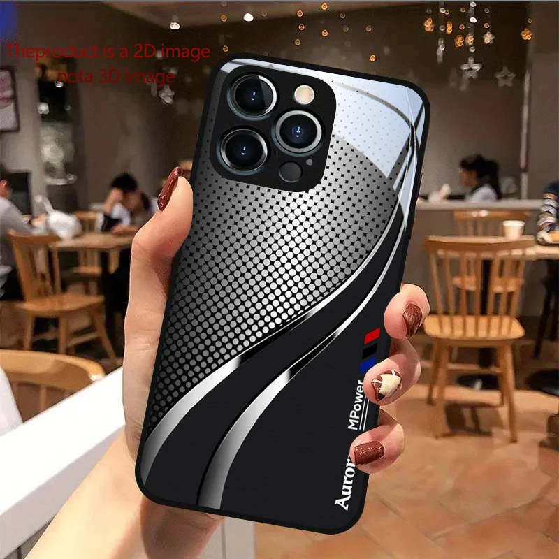 PROTECT Silvery-Glow Streamlines in the D for iPhone 17/16e/16/15/14/13/12/Max/11/Pro/Plus Luxury Tempered Glass Protective Case