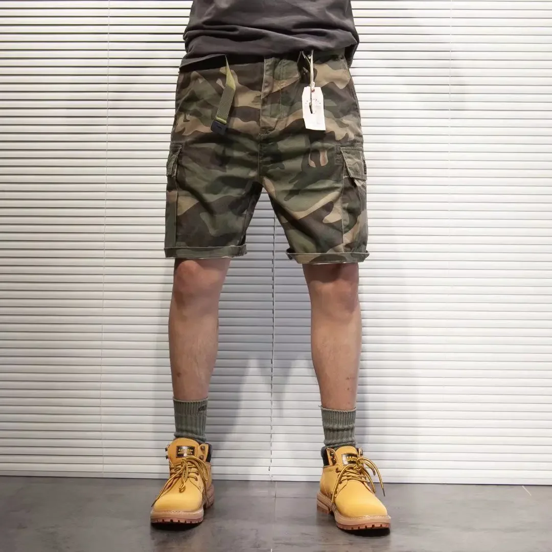 

Camo Baggy Wide Short Pants for Men Loose Mens Cargo Shorts with Pockets Camouflage Streetwear Distressed Jorts 2025 Fashion Y2k