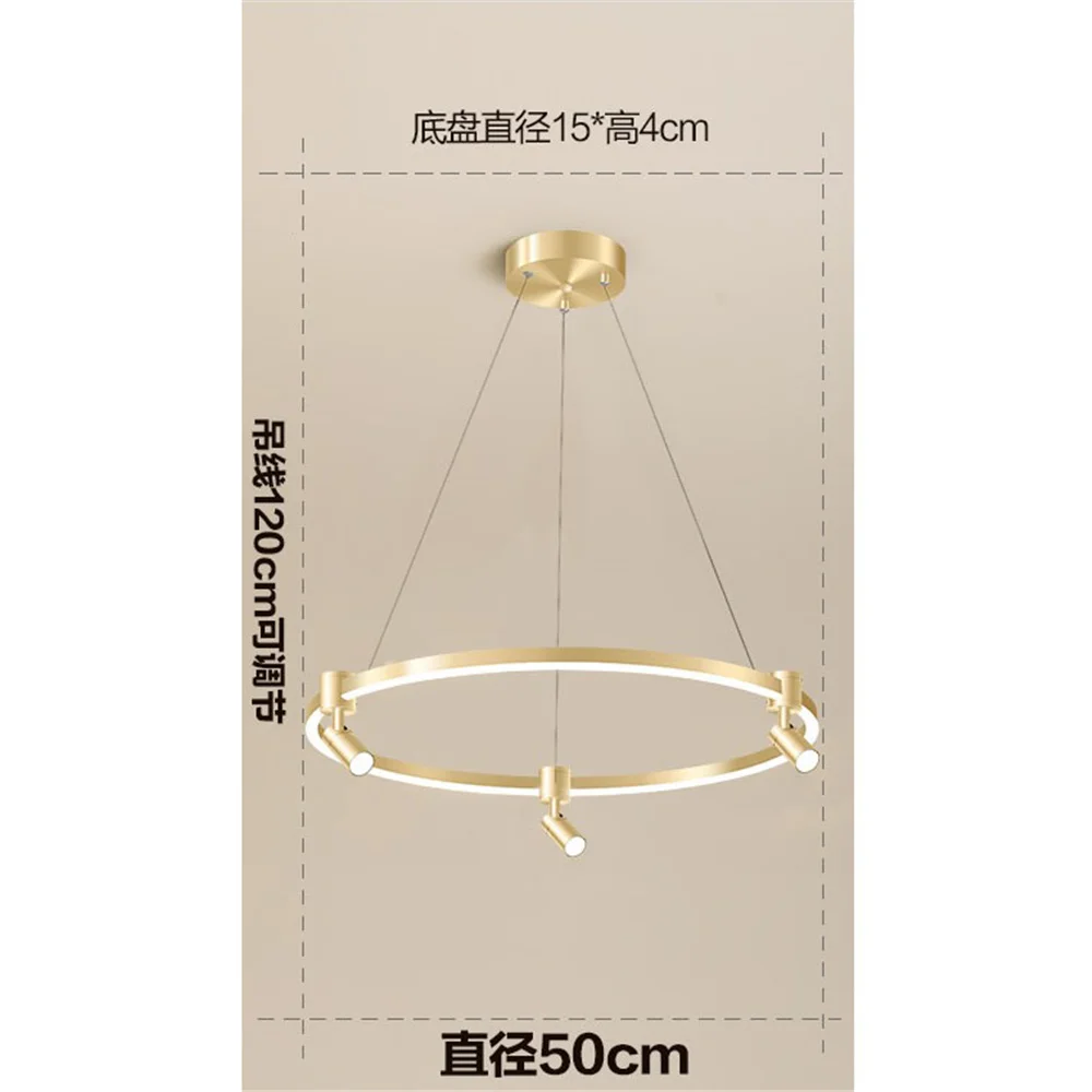 Modern Simplicity Gold Ring Led Chandeliers With Spotlight Living Room Kitchen Hanging Luminaires