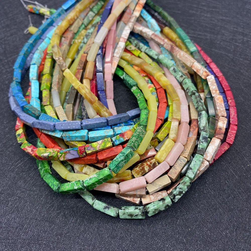 

Natural Imperial Jasper Colorful Straight-Hole Geometric Rectangular Loose Beads Exquisite Unique DIY Jewelry Accessories