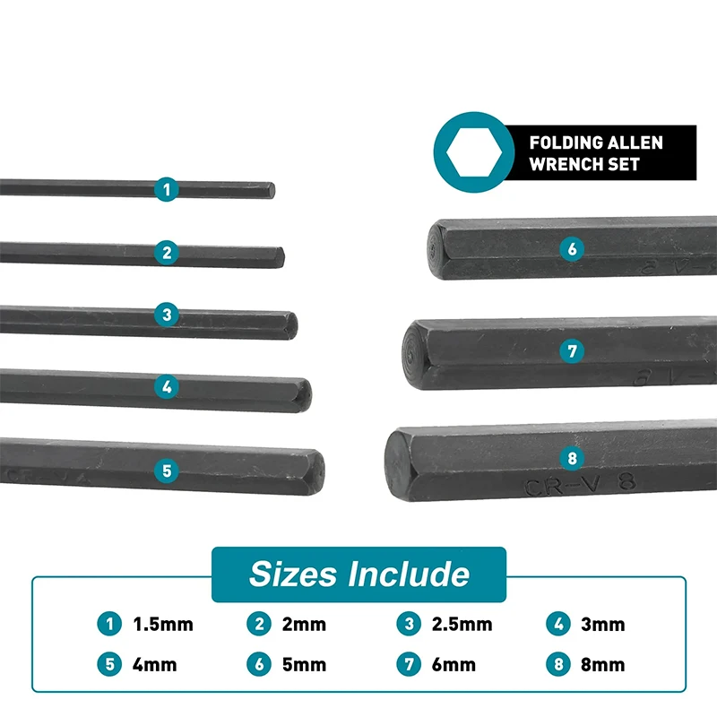 LIBRATON 8 in 1 Folding Allen Wrench Set Metric Allen Key Set Tool Or Folding Tamper Proof Torx Key Set Portable Star Wrench Kit