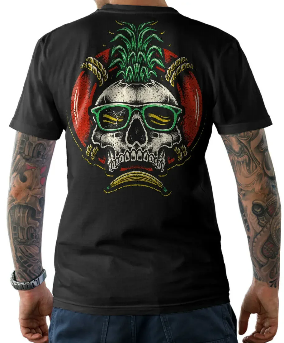 Funny Caribbean Holiday Skeleton Sailor Captain Skull T-Shirt Short Sleeve Casual 100% Cotton O-Neck Summer Mens T-shirt