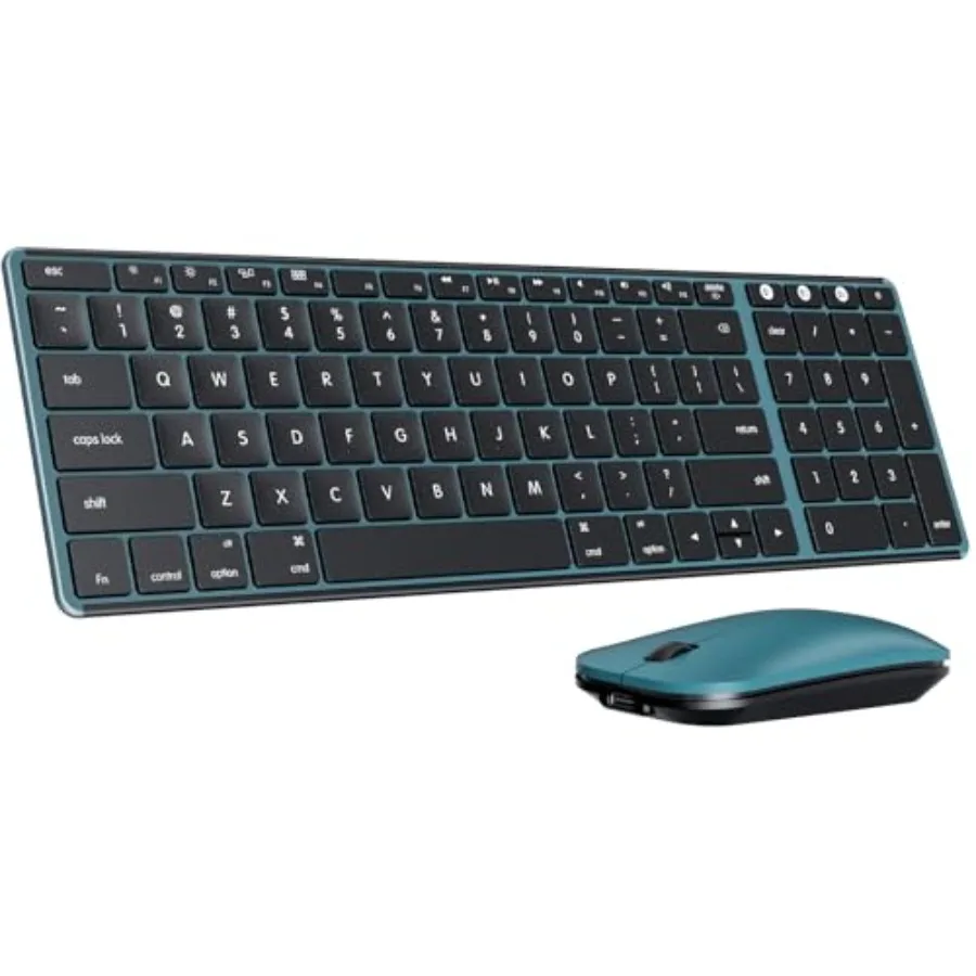 

Bluetooth Keyboard and Mouse Combo for Mac: Aluminum Space Gray Rechargeable Slim Wireless with 3-Device Switching