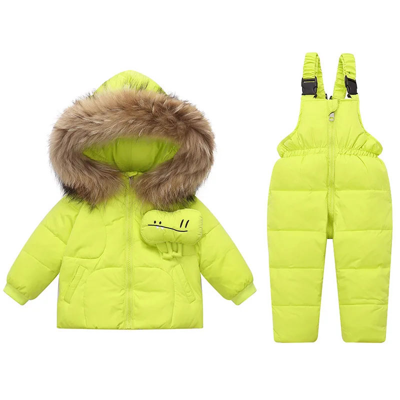 Winter Children\'s Down Jacket Suit for Boys Two-piece Coat+pant Girls 1-5 Year Winter Thickened Kids Clothing Set Bright Color